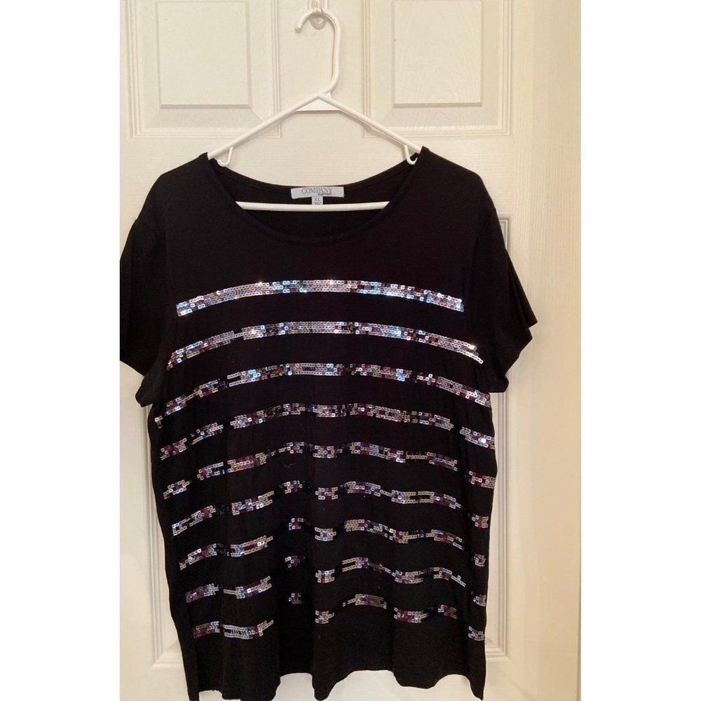 Ellen Tracy Black sequin top XL